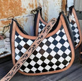 Black & White Checkered Leather Handbag